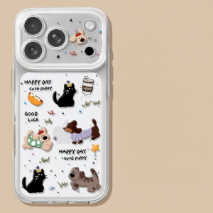 YOUSIDUN | Cute Dog Phone Case With Lanyard High End Look Transparent Full Protection