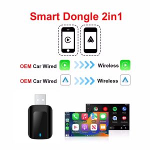 Wireless Carplay Adapter for iPhone Android Auto 2 in1 Wired to Wireless AI Box USB Connection For Volvo Benz Mg Kia Chery VW