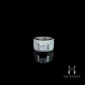 AM48 Nhẫn nam bạc 925 công nghệ xi độc quyền NanoShield xi bạc- xi bạch kim đính đá CZ 6ly