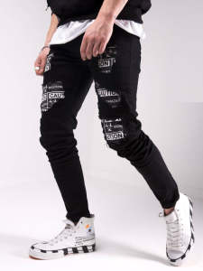 celana panjang pria dewasa - celana jeans - murah pol - black caution