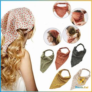 TookJai ที่คาดผมพิมพ์ลาย ทรงสามเหลี่ยม พิมพ์ลายดอกไม้ printe