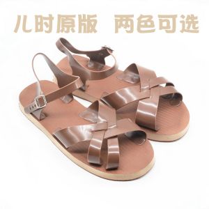 Retro Foam Sandals Mens Style Summer Plastic Shoes 80s 90s Childhood Vintage Nostalgic Bubble Wood Sandals Breathable Open-Toe Flat Heel