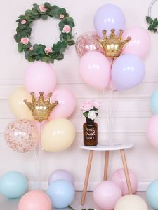 INS Macaron Balloon Mini Crown Table Drifting Bracket Kids Baby Adult Birthday Party Decoration Table Ornaments