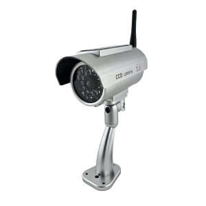 Solar Powered Fake Security Camera Bullet Dummy Security Camera Simulated Surveillance System with Red Flashing Light