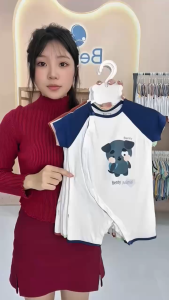Bộ body cộc cài lệch in hình gấu BENTY BT018 chất mềm mịn mát bodysuit cho bé dễ thương