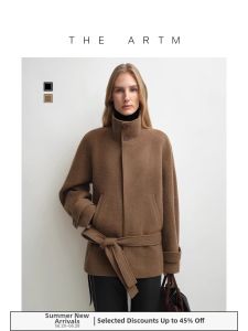 Alpaca Wool Waist-cinching Short Coat Stand-up Collar Saddle Shoulder Winter Jacket