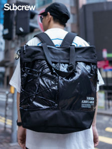 Subcrew Large Capacity Street Style Tote Bag Mens Womens Commuter Shoulder Handbag Casual Trendy Polyester Backpack