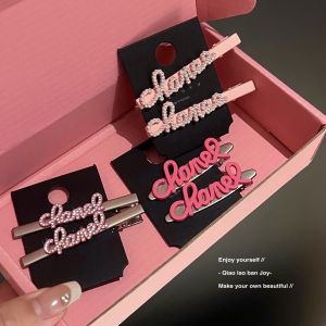 Barbie Style Hair Clips Letter Design Sweet Cool Pink Girl Hair Accessories Side Clips Fashionable Hair Decorations