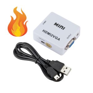 Mini HDMI to VGA Converter with Audio HDMI to VGA 1080P Adapter Connector Suitable for Computers Laptops HD TVs and Project