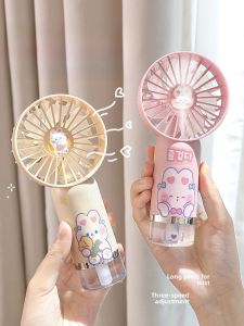 Portable Handheld Mini Fan Spray Silent New 2025 Model for Women Students Class Desktop Rechargeable Cute Pink Girl Heart