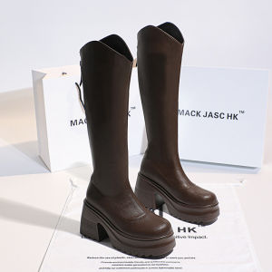 High Heel Long Boots Womens Thick Bottom High Tube Knight Boots White Hong Kong HK Autumn Winter New Style Mack Jaschk Brand