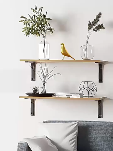 Rustic Wooden Floating Shelf – Wall-Mounted Bathroom & Home Storage | Multi-Tier Organizer with Extra Shelf