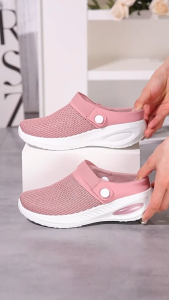 Fashion half shoes for women mules shoes slip on shoes for women breathable walking shoes rubber shoes casual flat shoes