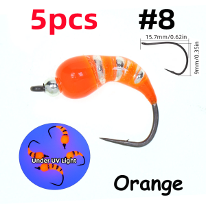 5pcs #6 #8 #10 #12 Brass Bead Head Scud Bug Worm Fly Ice Fishing Lure Caddis Pupa Wet Fly Trout Grayling Perch Fishing Lures