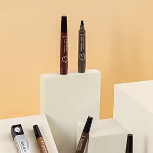 5 Colors Eyebrow Pencil Waterproof Long Lasting 4 Forks Durable Liquid Eyebrow Pen Eyebrow Tattoo Waterproof Fork Tip Sketch Makeup Pen liquid eyebrow