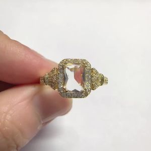 Huitan Luxury Gold Color Ring for Women Delicate Wedding Engagement Gorgeous Accessories Inlaid Shiny CZ Fashion Jewelry Gift