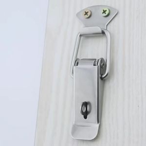 Bộ 2 Khoá Chốt Lẫy Mỏ Vịt Có Móc Ổ Khoá Size Trung 65x3cm Kèm Vít Và Rive Hợp Kim Bền Bỉ Lắp Cho Tủ Rương Vali Lớn