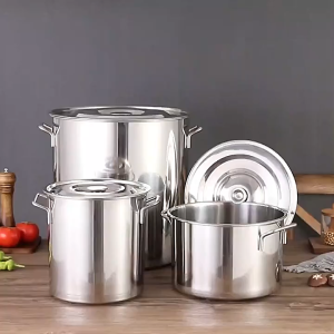 🔥หม้อต้มสแตนเลสหนาใหญ่ หม้อทรงสูง หม้อสตูว์แท้ หม้อน้ำซุปสแตนเลส