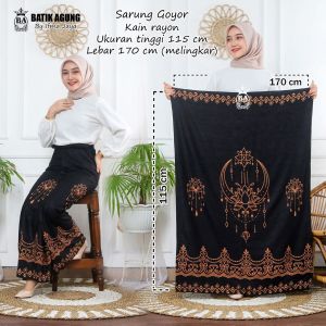 (MOTIF LOTUS) Sarung Wanita Terlaris Best Seller Warna Hitam Manis Bahan Rayon Murah Sarung Anak Warna Hitam