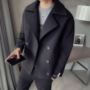 Slim Fit Hoodie Cardigan Zipper Jacket Mens Autumn Winter Short Trendy British Style Coat Youth Casual Long Sleeve Pure Color