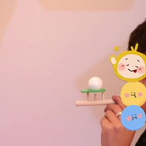 [DO]Cartoon Foam Ball Blower Traditional Wooden Rods Blowing Ball Game Fun Gadgets Balance Training Educational Learning Toys