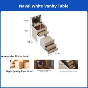 Rotatable Mirror Storage Makeup Vanity Desk Modern