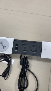 FUNAYA Table Hidden Slide Socket Recessed Outlets with USB Type-c Wireless Charge Universal UK Universal Multi Plug 13A 110~250V Desktop Sockets for Furniture Desktop