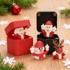 Out of The Box Pop-up Santa Claus Gift Box Creative Desk Home Decor Gifts Middle Finger Novelty Christmas Funny Prank Gift