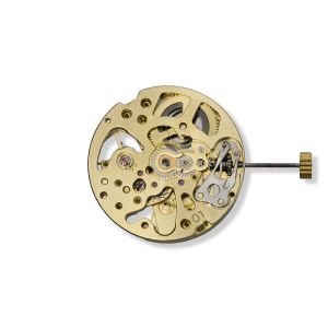 Gold Skeleton 27mm Watch Movement Single Calendar Automatic Mechanical Movement Adjustment Pendulum Watch 3 Hands for DIY Modder