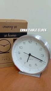 AT HOME Clock Essential Erna Table Clock Metal Analog Sweep Movement Mechanism 5" Round Metal Finish Sleek Minimalist Design – Nordic Home & Office Decoration