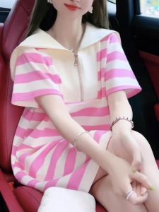 Pink Striped Elegant Summer Dress