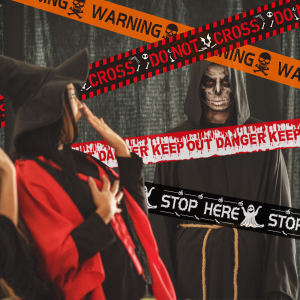 Halloween Warning Tapes Decoration Danger Caution Warning Signs Line Outdoor Scary Horror Props Halloween Decoration 2024