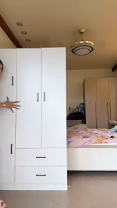 ORDORA Wooden Drawer Cabinet for Clothes 4 Doors White Multi-Functional Wardrobes Cabinet Large Space Cabinet for Bedroom