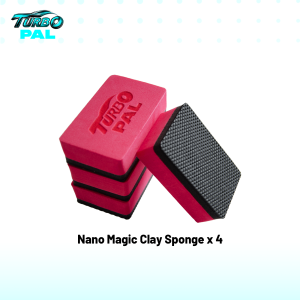 TURBOPAL 4-Pack Anti-Scratch Oxidation Removal Clay Sponges Professional 3-Layer Design (Nano Clay + Sponge Cushion + EVA Grip)
