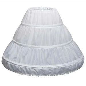 White Children kids Petticoat A-Line One Layer Flower Girls Crinoline Lace Trim Flower Girl Dress Underskirt