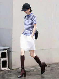 BOGUDU | Summer Casual Blue Striped and White Shorts Set