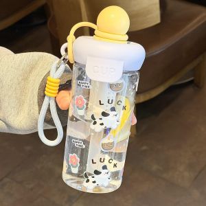 Float Straw Cartoon Portable Large Capacity Plastic Water Bottle
