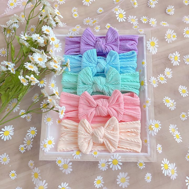 Băng Đô Nylon Xoắn Mềm Mại Cho Bé Băng Đô Co Giãn Nơ Rộng Unisex Mũ Đội Đầu Cho Trẻ Sơ Sinh Màu Trơn Dễ Thương 1-3Y Dải Tuổi 1-3Y