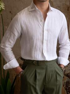 Fashion Breathable Linen Thin Windsor Collar Shirt