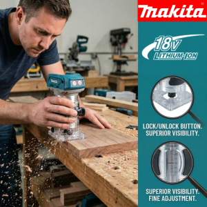 Makita | New Makita DRT50 18V Brushless Cordless Professional Trimmer Rechargeable Slotting and Milling Edge Tool for Woodwork