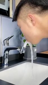 Đầu gắn vòi nước rửa mặt vòi lavabo vòi rửa bát 2 chế độ bằng hợp kim xoay 720 độ