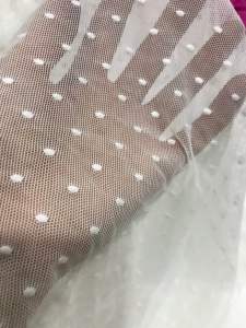 Vải thun lưới trắng chấm bi co giãn 4 chiều mềm rũ (khổ 1m6)may đầm váyphối đồthiết kế thời trang