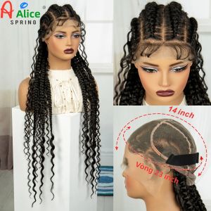 Mái Tóc Giả Tết Kiểu Cornrow Bằng Ren Tổng Hợp 34 Inch Dành Cho Phụ Nữ Da Đen Tóc Giả Ren Nguyên Đầu Với Tóc Con Sử Dụng Hàng Ngày Chất Liệu Sợi Chịu Nhiệt Cao