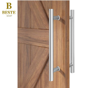 Best Stainless Steel Glass Door Adjustable Handle H Type handle wood door Barn Door Handle 1 Pair