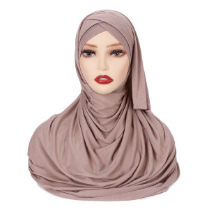 Muslim Cross Inner Cap Jersey lnstant Hijab Soft Turban Plain Shawl Good Stitch Stretchy Scarf Headband Wraps Hijab Women