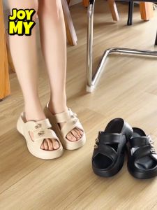 Sandal Wedges Wanita Slop Backstrap Tali Sol Tebal Sendal Perempuan Jelly Kekinian Super Tebal EVA Size 35-40
