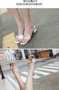 Fashionable Chunky Heel Slippers for Women Spring Summer Outdoor Wear Sweet Style Pure Color Slip-On Home Comfortable Sandals