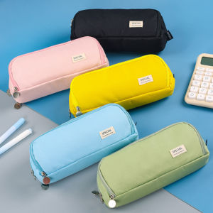 Large Capacity Pencil Case 3 Compartment Pouch Pen Storage Bag Double Side Opening Student Stationery Organizer School Supplies