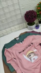 Baju kaos serut lengan panjang reguler crop usia 1 sampai 9 tahun
