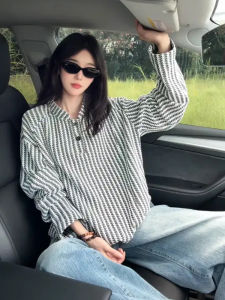 เสื้อฮู้ดคอกลมแขนยาวลายกระดูกปลาสำหรับผู้ชาย ฤดูใบไม้ร่วง 2025 แฟชั่นสตรีท ลำลอง ใส่ในบ้าน ผ้าฝ้ายผสมโพลีเอสเตอร์